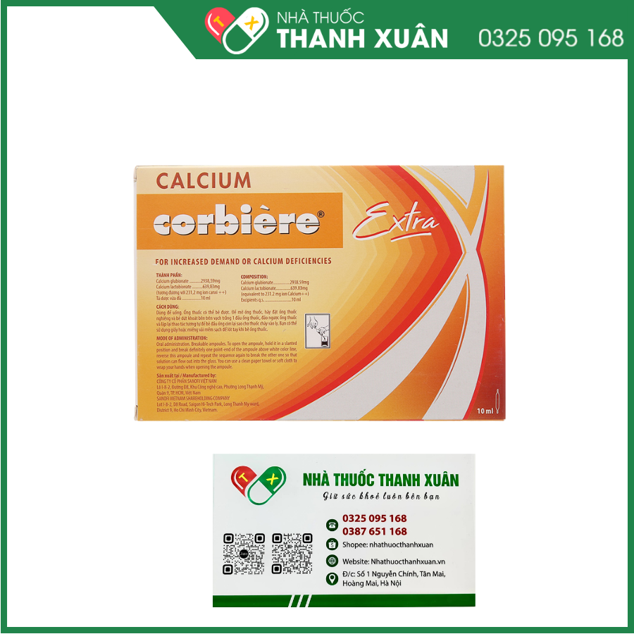 Calcium Corbière Extra bổ sung calci, điều trị loãng xương, còi xương